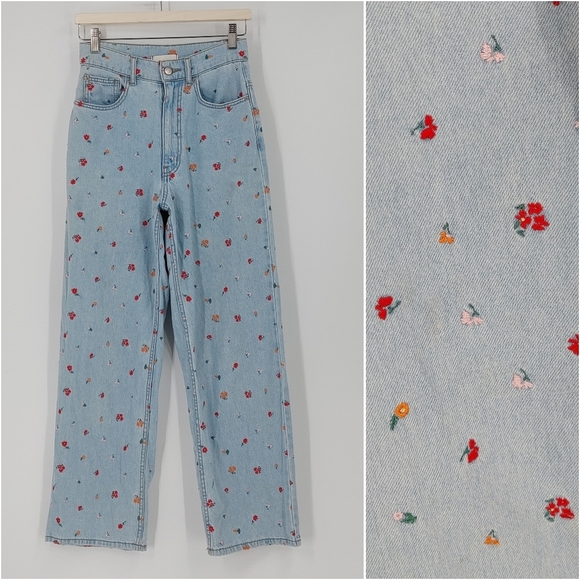 Urban Outfitters Denim - BDG High Rise Loose Baggy Embroidered Jeans